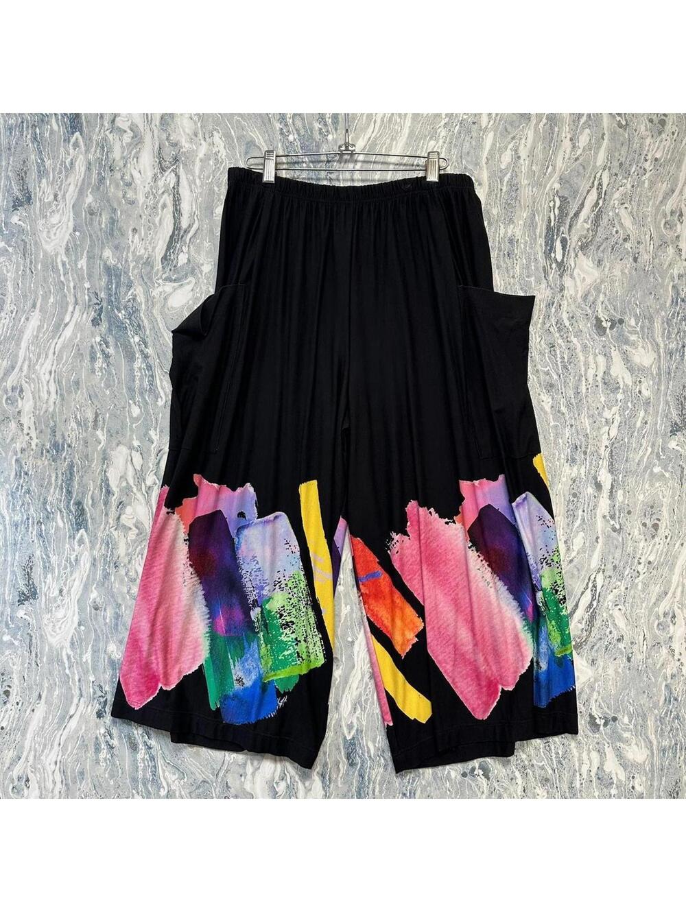 Abstract Multi Color Artistic Wide Leg Pants